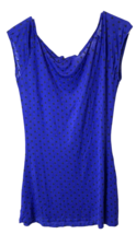 Almost Famous Tunic Womens Blue with Black Polka Dots M Relaxed Fit 100%... - £8.25 GBP