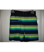 Wonder Nation Boys Swim Trunks X-Small (4-5) Black Stripe  UPF 50+  NEW - $257.35 MXN