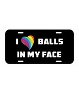 I love LGBTQ balls in my face rainbow heart aluminum metal license plate - €7,68 EUR