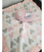 Cloud Island Knit Bird Baby Security Blanket Pink Gray Hearts Lovey Sati... - £16.25 GBP