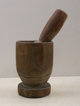 Mortar &amp; Pestle Set  Hand Carved / Turned Wood Apothecary Crusher Hardwood - £40.76 GBP
