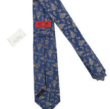 NEW $295 Isaia Pure Silk 7 Fold Tie!  Handsome Blue With Paisley Pattern - $129.99