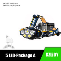 Powerful 8 LED Headlamp USB Rechargeable Waterproof T6 Headlight Super Bright Ou - £35.30 GBP