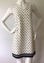 Ann Taylor Sz.0P  Sleeveless Shift Dress Lightweight Ivory With Navy Print Dress - £15.92 GBP