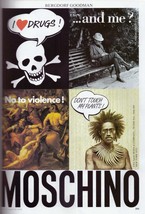 1993 Moschino Bergdorf Goodman I Love Drugs Vintage Fashsion Print Ad 1990s - £4.58 GBP