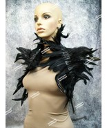 Gothic Black Feather Bolero Collar Vampire Madame Crow Raven Mistress Ev... - $552.39 MXN