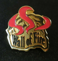 Vintage &quot;Wall of Fire&quot; Gold Tone Pin Scatter Badge Enamel Red Black RARE... - $10.00