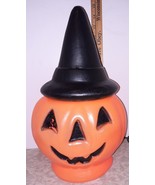 Vintage 1960s Halloween Pumpkin Blow Mold Plastic Light Witch Hat Jack-O... - £97.33 GBP