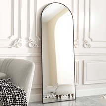  Arched Full Length Floor Mirror 64&quot;x21.1&quot; Full Body Standing Mirror, Black - £90.22 GBP