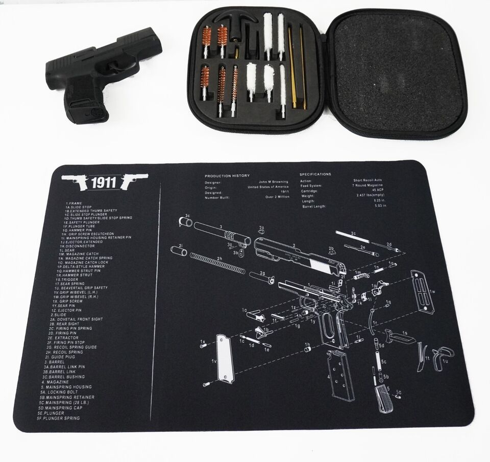 1911 Gun Cleaning Mat Diagram Schematic and Universal Cleaning Kit - $24.99