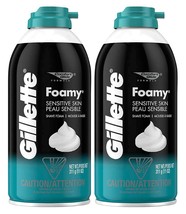 Gillette Foamy Shaving Cream, Sensitive Skin, 11 Ounce (Pack of 2) - £11.01 GBP