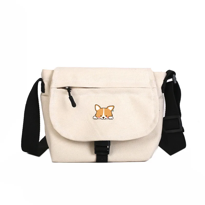 Print Women&#39;s Canvas Handbags Female Cute Dog Harajuku Shoulder Bags Woman Cross - £20.93 GBP