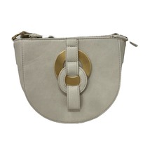 Crossbody purse Handbag BEIGE Cecile Fashionable Ladies Gold Circle Decal - $17.82
