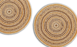 Set Of 6 Golden Placemat Handmade Beads Tablemat Designer Charger Plates... - £123.85 GBP