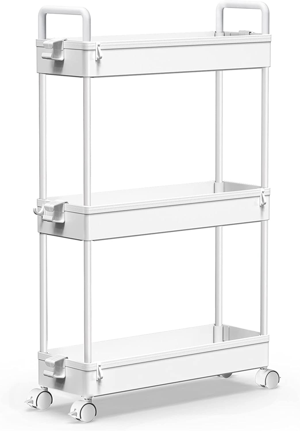 White Solejazz Slim Storage Cart, 3 Tier Bathroom Cart Organizer, Narrow... - $32.96