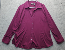 Additions by Chico&#39;s Shirt Womens Size XL Burgundy Cotton Collared Button Down - $16.33