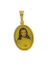 Sacred Heart of Jesus Medal Sagrado Corazon de Jesus 14k Gold Plated Nec... - £7.64 GBP