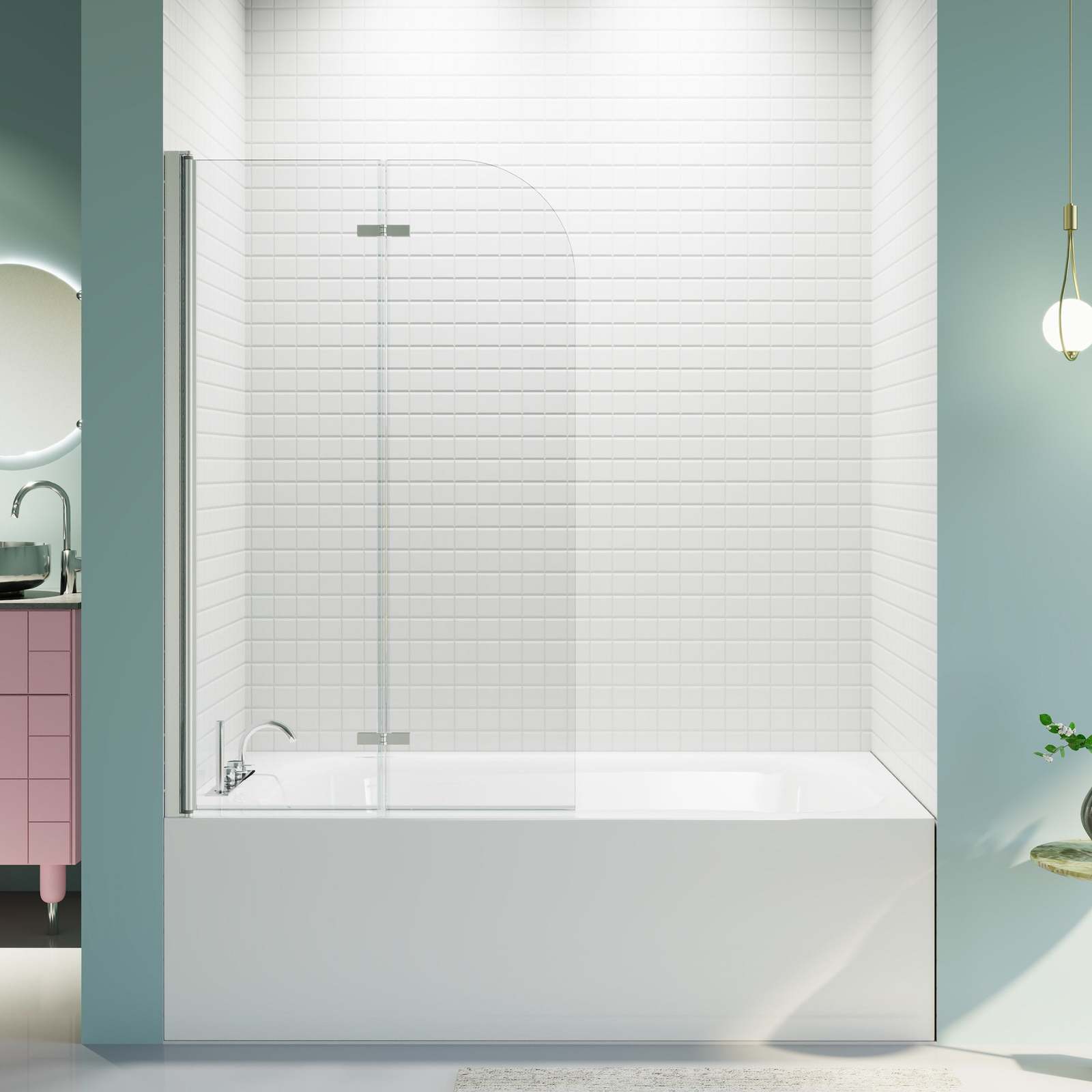 Frameless Pivot Tub Door 34&quot;x58&quot;, 6mm Glass - $228.99