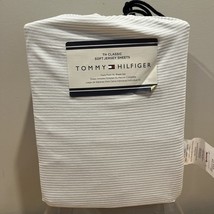 TOMMY HILFIGER 3-PC X-LONG TWIN Sheet Set Striped Gray Soft Jersey 100% ... - $39.59