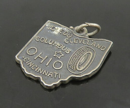 925 Sterling Silver - Vintage Dark Tone Ohio State Map Motif Pendant - PT19503 - £24.66 GBP