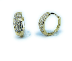 ADIRFINE 10K Solid Gold 3 Row Cubic Zirconia Huggie Hoop Earrings - $194.39