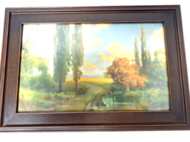 R. Atkinson Fox, Nature Scene Lithograph Print, 1930s Art Deco Frame, B2 - $63.23