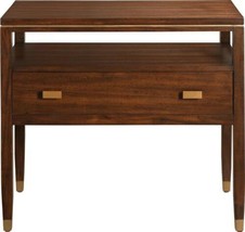 Side Table Port Eliot Open Cubby Shelf 1-Drawer Mahogany Copper Sleek Modern - £1,965.78 GBP