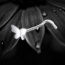 925 Sterling Silver Polished Butterfly Nose Stud | Elegant and Minimalis... - $8.81
