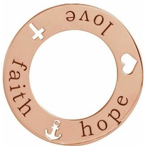 14k Rose Gold Faith, Hope and Love Pierced Disc Pendant - £262.98 GBP