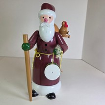Vintage Wooden Santa Claus Wind-Up Music Figurine Plays Christmas Song - $465.81 MXN