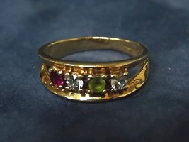 Womens Vintage Estate 10K Yellow Gold Diamond &amp; Gemstone Tiara Ring 3.9g #E864 - £227.08 GBP