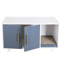 Modern Wood Pet Crate Cat Washroom Hidden Litter Box Furniture House Tab... - £91.12 GBP