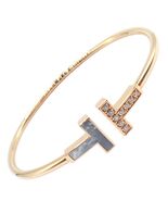 Authentic! Tiffany &amp; Co 18k Yellow Gold Diamond T Wire Mother of Pearl B... - $3,000.00
