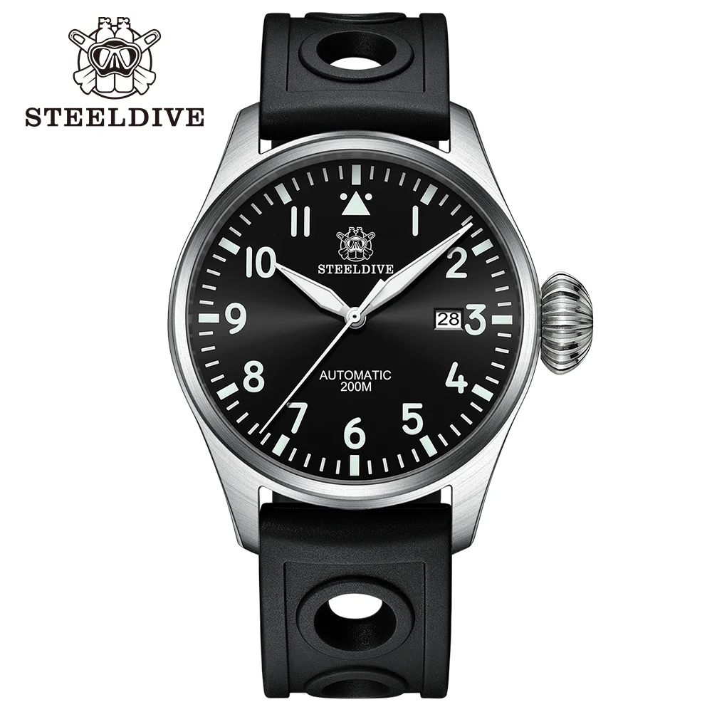 Unisex Watch STEELDIVE SD1930 Auto Mechanical Wristwatch Big Pilot 200M Waterpro - $369.58