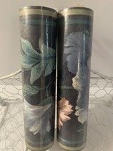 2 Rolls-Navy Blue Vintage Florals Wallpaper Border WB 3152 Made In UK - £8.20 GBP