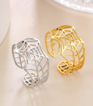 Quality 316L Stainless Steel Creative Spider Web Adjustable Ring (Size 8-10) - £10.21 GBP