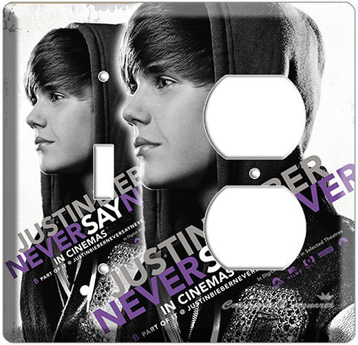 JUSTIN BIEBER NEVER SAY LIGHT SWITCH OUTLET COVER PLATE