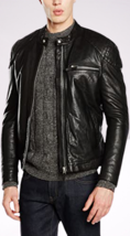 Men black biker leather jacket designer motorcycle men leather jacket #7 - £114.81 GBP