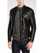Men black biker leather jacket designer motorcycle men leather jacket #7 - £115.35 GBP