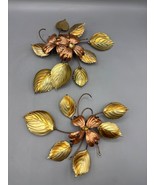 Vtg Brass Copper Tone Metal Dogwood Flower Leaves Wall Hanging - $292.05 MXN