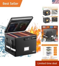 Lockable Fireproof File Box with Mesh Pockets - Protect Documents &amp; Valu... - $68.99