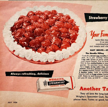 1956 Wrigley&#39;s Chewing Gum Advertisement Strawberry Noodle Pie Recipe DWQQ2 - $19.99