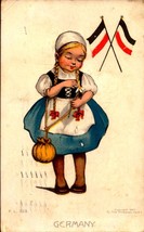 Patriotic Rotograph POSTCARD-&quot;GERMANY&quot; Little Girl In Costume, German Flags BKC2 - $5.20