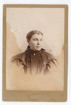 Antique c1880s ID&#39;d Cabinet Card Gertrude Abele Wearing Black Dress Peoria, IL - £7.41 GBP
