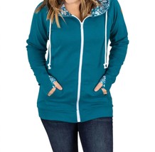 Michelle Mae winter snowflake full zip hoodie in Blue Green - size S - $58.41