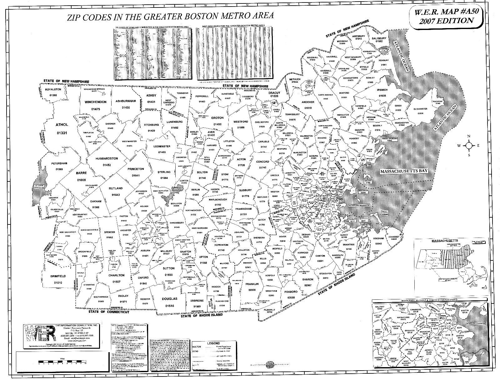 Boston Metro MA Laminated Zip Code Wall Map - Maps & Atlases