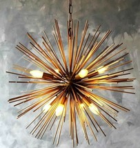 Mid Century Sea Urchin 8 Light Brass Chandelier Home Interior Decorative Lights - £150.30 GBP