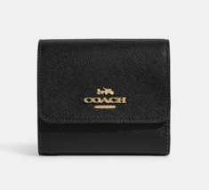 Coach Small Trifold Leather Wallet ~NWT~ Black CF427 - £67.25 GBP