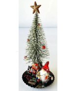 Miniature Christmas Tree on Spool Base w/ Tiny Lights Toys Books Holiday... - £26.43 GBP