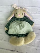 A&amp;A Stuffed Bunny Rabbit Plush With Green Dress Easter Toy - £11.07 GBP